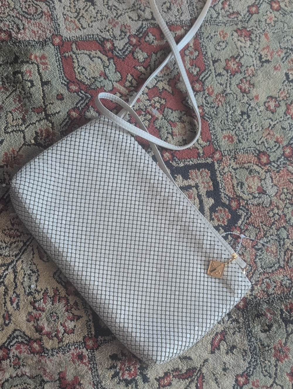 VTG Whitting & Davis White Mesh Crossbody Eve Bag